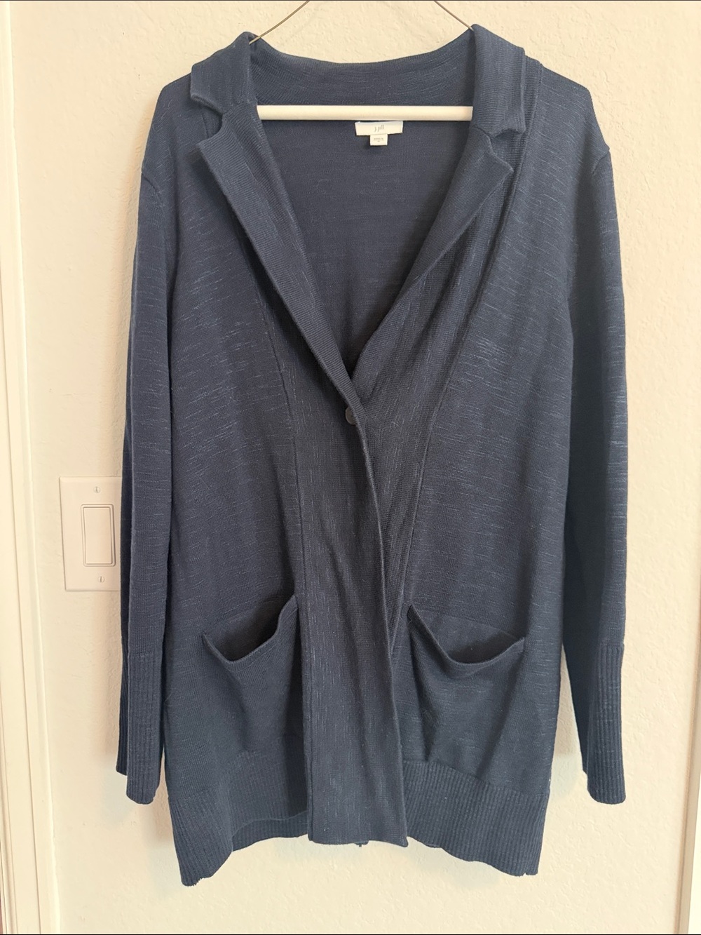 J. Jill Navy Open-Front Cardigan with Pockets